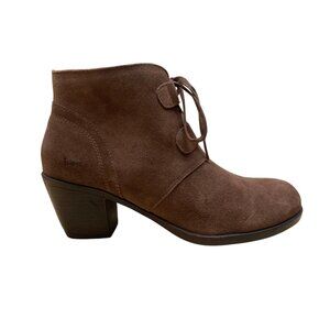 B.O.C. Women’s Brown Leather Lace-Up Block Heel Ankle Boots Size 8.5M